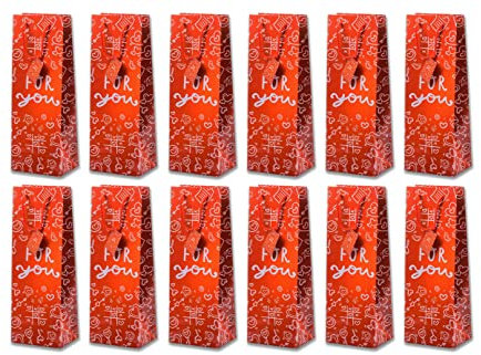 hausleben Flaschentüte Geschenktüten 12 Stück mit For You Motiv, Geburtstagsgeschenk, Tüten für Flaschen als Geschenk zu besonderen Anlässen