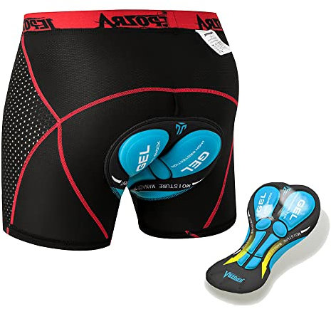 JEPOZRA Herren Radunterhose Radsportshorts Fahrradhosen mit elastische atmungsaktive 9D Gel Sitzpolster mit Einer hoher Dichte(3DRot,M)