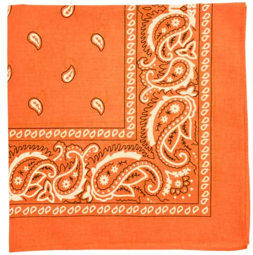 MDSTYLE Bandana aus 100% Baumwolle für Damen und Herren 56cm x 56cm Paisley Stirnband Schal Hals Kopftuch Halstücher (Orange)