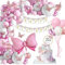 Geburtstagsdeko Mädchen, Pastell Luftballons Deko Kindergeburtstag, Rose Schmetterling Folienballons Girlande, Birthday Decorations Luftballon Geburtstag Deko Mädchen Schmetterling Deko Torte Kinder
