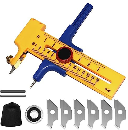 Nizirioo Diametro Regolabile Taglierina Circolare: Taglierina Circolare di Precisione, 1-15cm Compass Circle Cutterper il Taglio della Pelle in Cartone di Carta Taglierino A Compasso