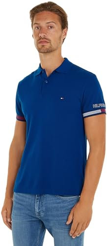 Tommy Hilfiger Herren Poloshirt Kurzarm Slim Fit, Blau (Anchor Blue), S