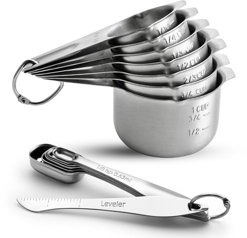 Spring Chef Stainless Steel Measuring Cups and Spoons Set of 14 w/Leveler
