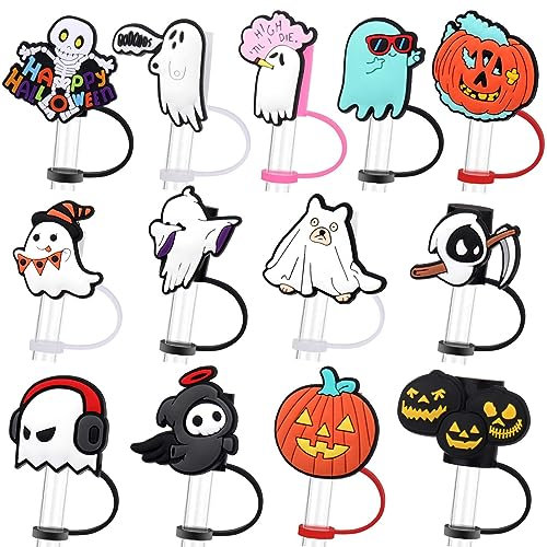 AIERSA 13Pcs Halloween Silicone Straw Toppers for Stanley 30&40 Oz Tumbler with Handle, Compatible with Stanley Cup Accessories