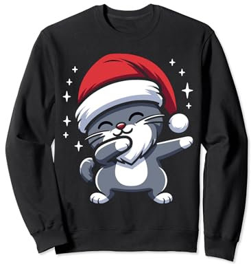 Cappello di Babbo Natale scozzese pieghevole per gatti che dabbing dab posa cappello di Babbo Natale Felpa