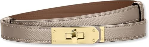 HEVIBK Ledergürtel Damen Gürtel Taillengürtel Damengürtel Leder Jeansgürtel Echtleder 31mm Breit schmaler Gürtel(Helles Khak i/Gold)