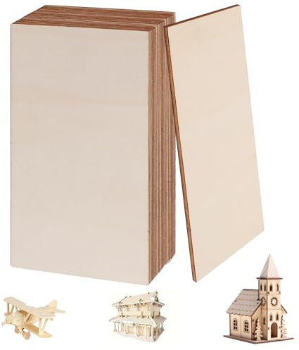VIDETOL 24 Stück 24 Stück Sperrholzplatte 3mm, 10 x 20 cm Balsaholz Platten, Holzplatten zum Basteln und Bemalen, Unbearbeitete Holzplatte für Laserprojekte, Handwerk und DIY Modell