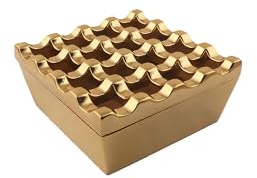 NIWONS Metall-Aschenbecher für Zigaretten und Zigarren, winddichter Aschenbecher für Zuhause, Hotel, Garten und Schreibtisch, 1 Stück (Gold, Medium 16 Loch)