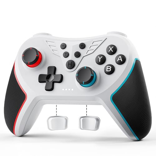 LATEC Controller per Switch/Switch 2, Controller Switch Wireless per Switch Lite con Joystick Hall/Pulsante Programmabile/ASSE Giroscopico/Vibrazione Regolabile/Funzione Turbo/Cattura Schermo