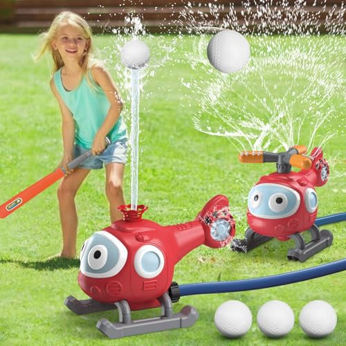 Wassersprinkler-Baseballspielzeug für Kinder, Schnecke/Hubschrauber-Sprinklerball-Set mit 2 Sprinklerköpfen, Outdoor-Spray, Wasserspielzeug für Hinterhof, Rasen, Garten, Sommer, Pool, Party, Spaß