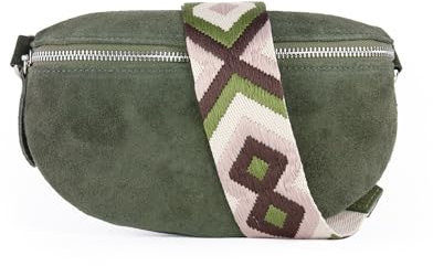 lePelou Bauchtasche aus Veloursleder, Wildleder Bauchtasche, Festival Tasche, Cross Body Tasche, Gürteltasche, Geschenk (Khaki 1, S)