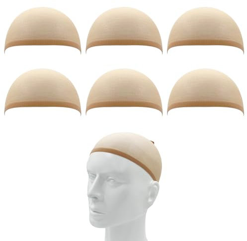 AHLPO Haarnetz Wig Cap - 6 Stück Atmungsaktive und Dehnbare Nylon Haarnetz für Perücken, Nacket Beige Perückenkappen, Elastische Perückennetz für Alltag Halloween Cosplay Party Bällen Gala-Dinners