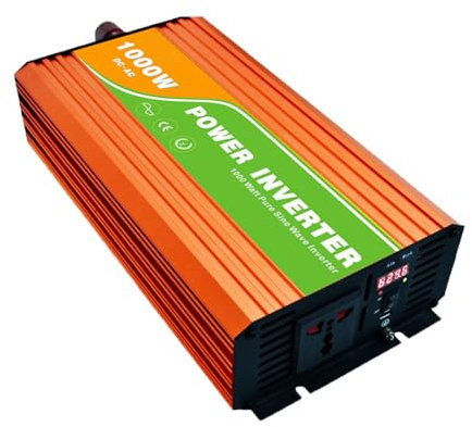 Onduleur à Onde sinusoïdale Pure Haute fréquence 1000 W 12 V 24 à 220 V pour véhicule - Convertisseur de Puissance à Affichage numérique (Une Couleur 12 V)