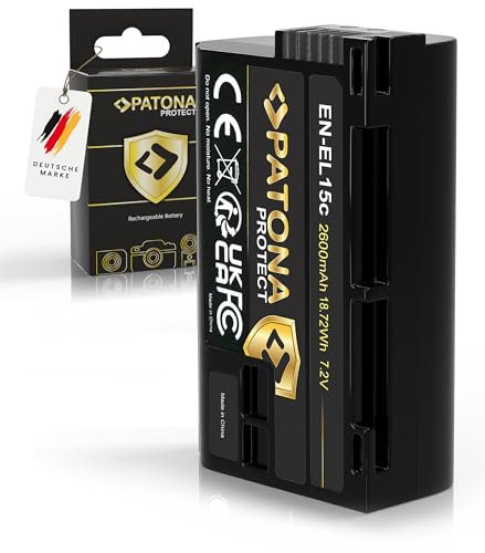 PATONA PROTECT EN-EL15c Batteria 2600mAh sensore NTC custodia protettiva V1 compatibile con Nikon Z5 Z6 II Z7 II Z8 1 D500 D600 D610 D750 D780 D800 D810 D850 D7000 D7100 D7200 D7500 ENEL15 EN EL 15c