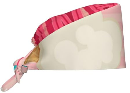 GSGCSBYMLG Cotton Candy bedruckte atmungsaktive Arbeitskappe für saubere Arbeitskappe, Universal-Kopfbedeckung, Schwarz, Schwarz , 5-7
