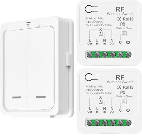 DieseRC Funk-Lichtschalter/Kompatibel mit Manuellen Schaltern, 10 A Relaisempfänger-Controller und Beweglicher Fernbedienungsschalter, Ein-/Ausschalter für Lampen bis zu 1500 W