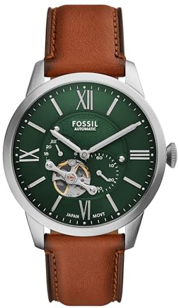 Fossil Townsman - Orologio da uomo con scheletro, automatico, in acciaio inossidabile e pelle, a due lancette