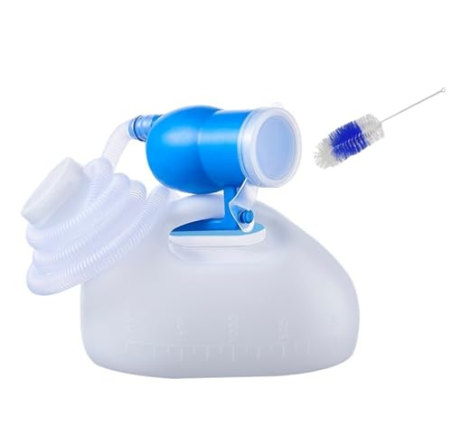 LUNCHS 2000 ML Pistolet Urinoir pour Homme Sonde Détachable à Double Usage Bouteille D'urine avec Brosse et Cathéter(Blanc,Catheter*1)