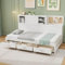 COSTWAY Single/Double Daybed Frame, 3FT/4FT6 Wooden Day Bed Frame Guest Sofa Bed with 3 Drawers & Side Cabinet, Slat Support Platform Bed Base Mattress Foundation for Living Room Bedroom (Single Size)