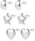 Ohrringe Silber 925 Ohrstecker Damen ALEXCRAFT Dupes Ohrringe Chunky Groß Klobige Leicht Dicke Ohrstecker Herz Stern Eckig Quadrat Ohrringe Mode Glitze Kleine Ohrstecker Ohrringe Set