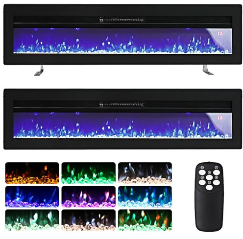 WarmieHomy 3 in 1 Electric Fire 178cm Freestanding/Recessed/Wall Mounted Electric Fireplace, Medial Wall Fireplace 70 inch with Remote Control, 9 Flame Colors & 2 Heating Mode 900W&1800W Adjustable