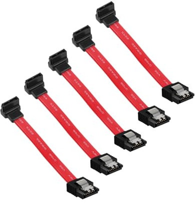 YANBORONSN SATA III Data Cable, 3 In Sata Triple 6.0 Gbps 7pin Short Data Cable, SATA III Female to Downward Angle Female Data Cable(5 Packs), Compatible with 2.5 SSD, 3.5 HDD Drives (Down Angle)