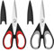 2-Pack Heavy Duty Kitchen Shears, Stainless Steel Chicken Scissors for Meat, Poultry, Dishwasher Safe, Non-Slip Grip & Silicone Case, Cooking Shears