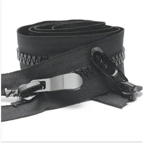 Chiusura Lampo Doppio Cursore Cerniera Piumino con doppio cursore con cerniera nera e bianca for abbigliamento da cucito fai-da-te Cerniere for tende da sole Per cappotti, giacche(Black double slider,