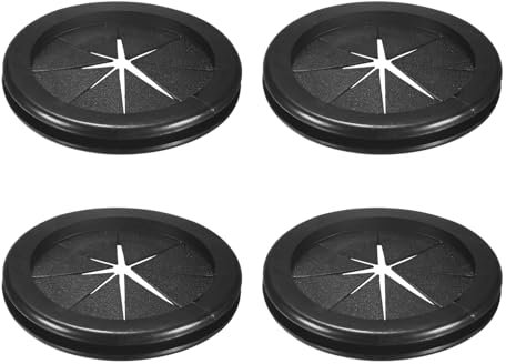 M METERXITY 4-Pack Rubber Grommets for Wiring 70mm Desk Grommet Double-Sided Flexible Cable Cord Grommet Desk Hole Cover for Cables/Wires Through Protection [Black, Petal-Shaped]