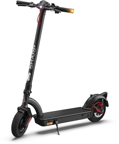 Sharp Core S4 E-Scooter mit Straßenzulassung (10 Luftreifen, Blinker, bis zu 40km Reichweite & 15% Steigung, IPX4, klappbar, Display, App, USB-Anschluss mit Ladefunktion, Black UVM.)
