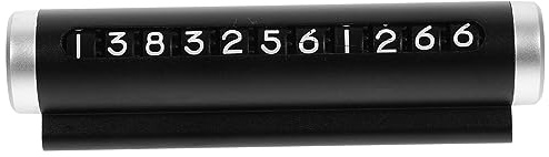 Mikinona Temporary Parking Number Card Aluminum Alloy Car Parking Plate with Phone Number Display Black Metal Dashboard Vehicle Accessory for Uk Drivers