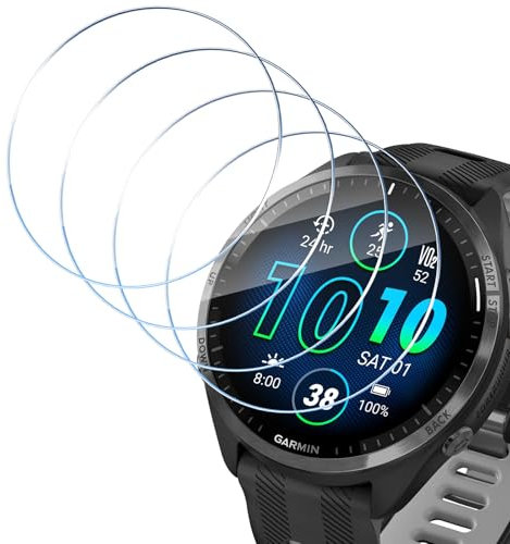 HidWee 4 Piezas Protector de Pantalla Compatible con Garmin Forerunner 965 47mm Cristal Templado, 9H Dureza [Anti-Burbujas] [Anti-arañazo] HD Vidrio Templado para Garmin Forerunner 965 47mm