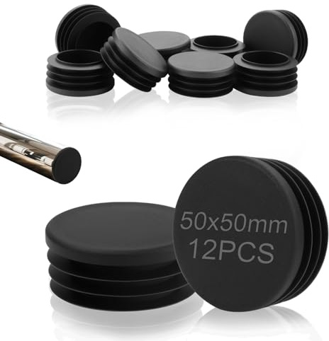 TXXATX 12 Pièces Bouchons à Lamelles Ronds Bouchon de Tube 50 mm Capuchon Réutilisable Embouts de Tubes PP Plastique pour Métalliques Chaises Canapés Tables Étagères et Pieds de Meubles