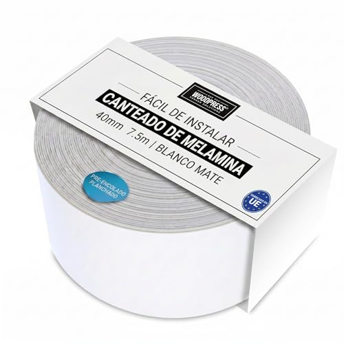 WoodPress® 40mm White Matt Pre-Glued Melamine Edging Tape 7.5m