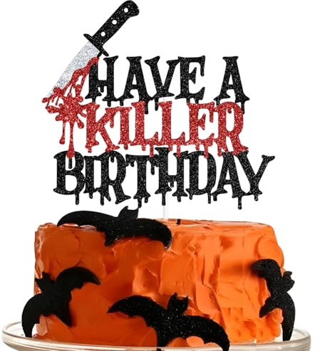 Have a Killer Birthday Cake Topper, Halloween Happy Birthday Cake Décor, Bloody Horror Movie Knife Firday Birthday Party Decorations