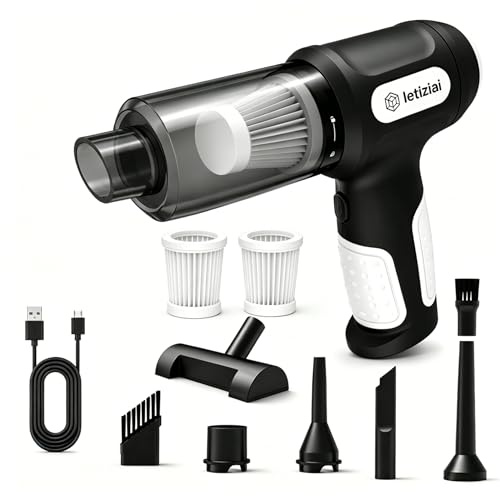 Handheld Vacuum Cleaner, Car Vacuum Cleaner Cordless 9000 Pa Powerful Small Portable, 4 in 1 Car Hoovers Cordless Car Vacuum Powerful with Suction, Blowing and Vacuuming Functions for Car (Black)