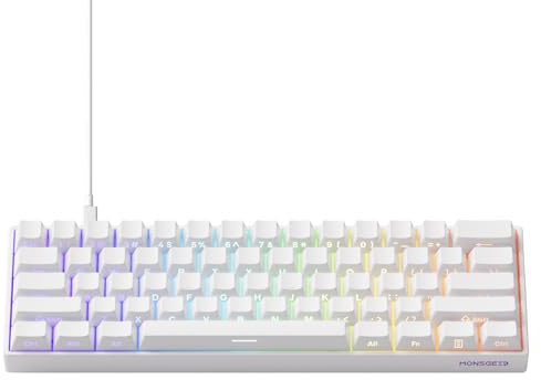 MONSGEEK FUN60 Pro HE Tastiera Gaming Rapid Trigger 16K Cablata | Switch Magnetico Hall Effect, 8000Hz, Rapid Trigger Ultra Rapido, PBT SP Trasparente (Bianco) FPS Gaming