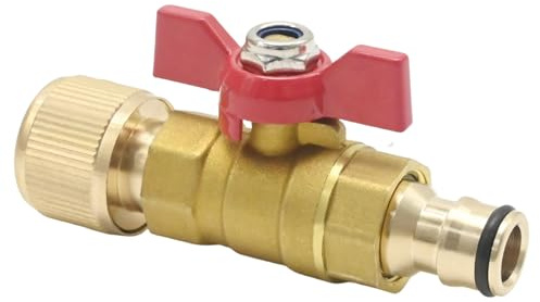MospdyGear Brass Garden Hose Connector with Control Valve, Quick Release Water Shut Off for Hose Reels and Tanks, Compatible with 1/2 DN15 and 3/4 Couplings