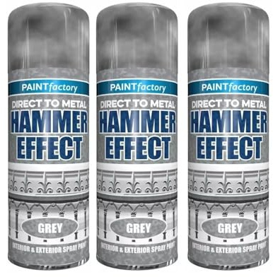 MSQUARE Hammer Effect Spray, Metallic Finish, Special Formulation, Attractive Effect, Long-Lasting, Easy-to-Use, Ideal for Gates, Railings, Tools & Machinery, Grey, 400ml (Pack of 3)