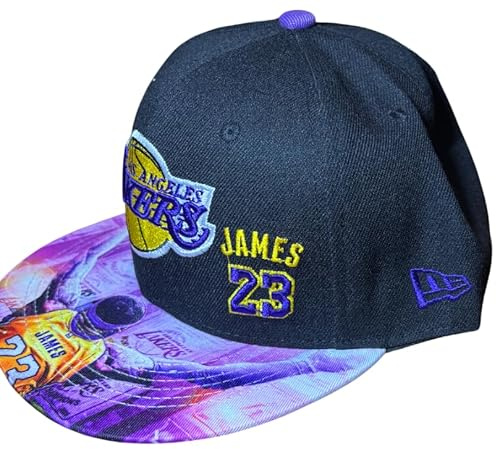 Generico Cappello Laker Basket frontino Viola Immagine Testa Nera con Logo e Nome Jame Pallacanestro Uomo Donna Bambino Accessorio Zaino Portachiavi Fan Idea Regalo