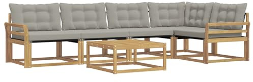 vidaXL Outdoor-Sofagarnitur 6 pcs Weiß und Hellgrau 79 x 79 x 37 cm, Garten-Sofa, modernes Outdoor-Sofa, langlebige Terrasse, Chill-Lounge, stilvolle Komfort-Einheit zum Entspannen