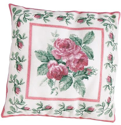 Thea Gouverneur - Kreuzstich-Set - Rosenstrauß Kissen - Jobelan - 27 Count - Für Erwachsene - 2034