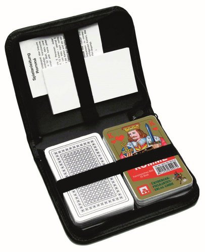 Doppelrommé - Premium LEINEN - im Lederetui: französisches Bild / 2 x 55 Karten Plus Spielanleitung, Stift und Block