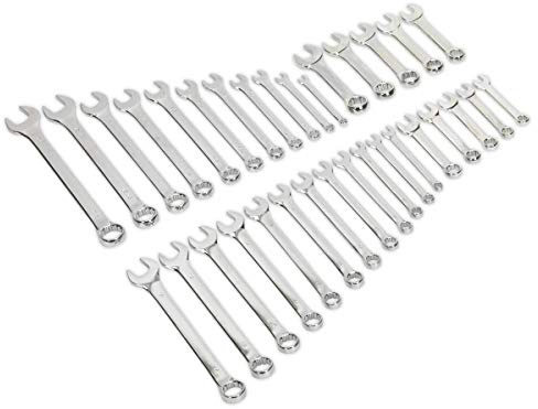 Sealey S01063 Combination Spanner Set, Metric/Imperial, 397mm x 332mm x 49mm, Silver, 33 Pieces