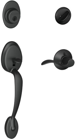 SCHLAGE Front Door Handleset, Right Hand Accent Lever, Matte Black
