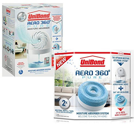 UniBond Aero 360 Pure Moisture Absorber Device (2X 450g Original Refill + 1 Device)