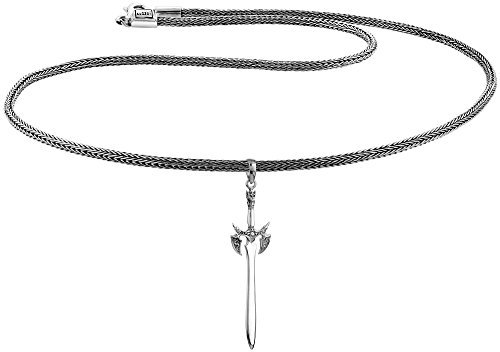 Kuzzoi Herren Silber-Halskette mit massiven Schwert-Anhänger, 925er Sterling Silber oxidiert, Länge 50cm, Königskette Herrenkette mit Anhänger, ZOI-011