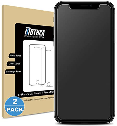 Mothca 2 Piezas Protector Pantalla Mate para iPhone XS MAX/iPhone 11 Pro MAX (6,5), Cristal Templado Antihuellas e Antireflejo 2,5D, Fácil de Instalar, Sin Burbujas