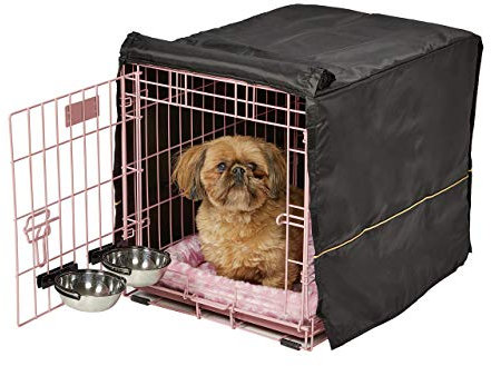 MidWest Homes for Pets iCrate 1522SS-KIT Hundebox-Set, mit ca. 58 cm langer Hundebox mit Einzeltür, Haustierbett, 2 Schüsseln und Box-Abdeckung, Trenneinsatz und patentierten Funktionen, rosa