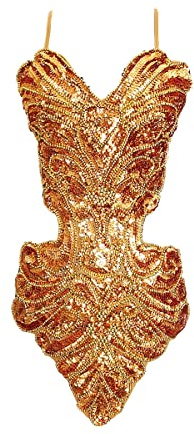 Lateinamerikanische Frauen Tanzen Fancy Pailletten rückenfrei Ballsaal Star Show Kleid Top (kein Rock) Gold/Silber/Rosa Rot für Tango Samba Rumba-Damen-Outfit